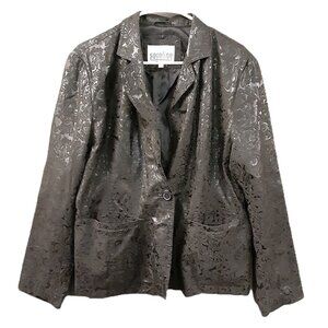 Carolina Colours Womans Jacket Polyvinyl, Button Pocket Lined Black Long Sleeve